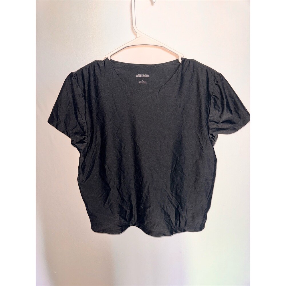 Wild Fable T-Shirt Womens XL Black V-Neck Short Sleeve Basic Relaxed Fit